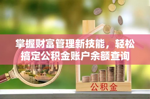 澄城掌握财富管理新技能，轻松搞定公积金账户余额查询