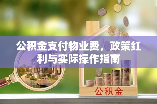 澄城公积金支付物业费，政策红利与实际操作指南